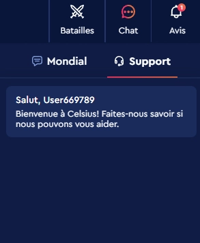 Moyens de contact pour support client chez Celsius Casino